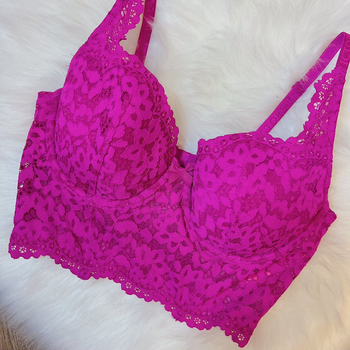 Size 36C/34D - Victoria's Secret Fuchsia Lace Bustier NWOT