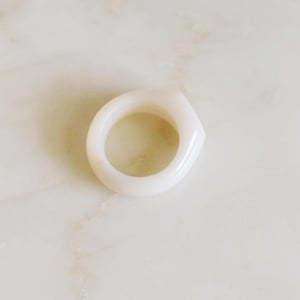 Image of White Agate antique style flat round face ring