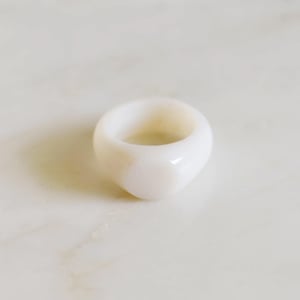 Image of White Agate antique style flat round face ring