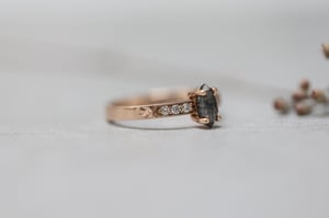 Image of *SALE - was £2550* 18ct rose gold dark grey marquise cut diamond ring (IOW202)