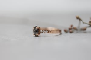 Image of *SALE - was £2550* 18ct rose gold dark grey marquise cut diamond ring (IOW202)