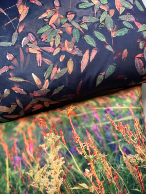 Image of Meadowsweet, printed velvet cushion