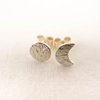 Image 4 of Moon Stud Earrings in Recycled Silver by Silver Nutmeg