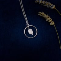 Image 3 of Recycled Silver Necklace ~ Textured Hoop Pendant with Moonstone