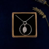 Image 4 of Recycled Silver Necklace ~ Textured Hoop Pendant with Moonstone