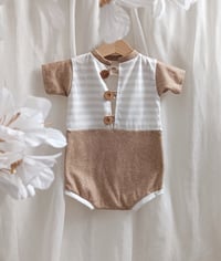 Image 1 of Baby Boy Bodysuit for Sitter Photoshoot | Noah | beige tones | 9-12 months
