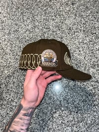 Image 4 of  PINK BRIM BROWN TRI TONE  SEATTLE MARINERS CUSTOM FITTED CAP