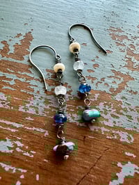Image 4 of turquoise nugget and iolite dangle earrings