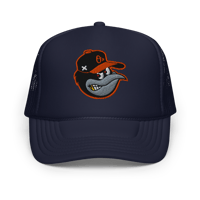 Image 5 of O’s Bird Flu Logo Foam Trucker Hat (Grey)