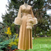Golden Marabou-cuffed "Beverly" Gown
