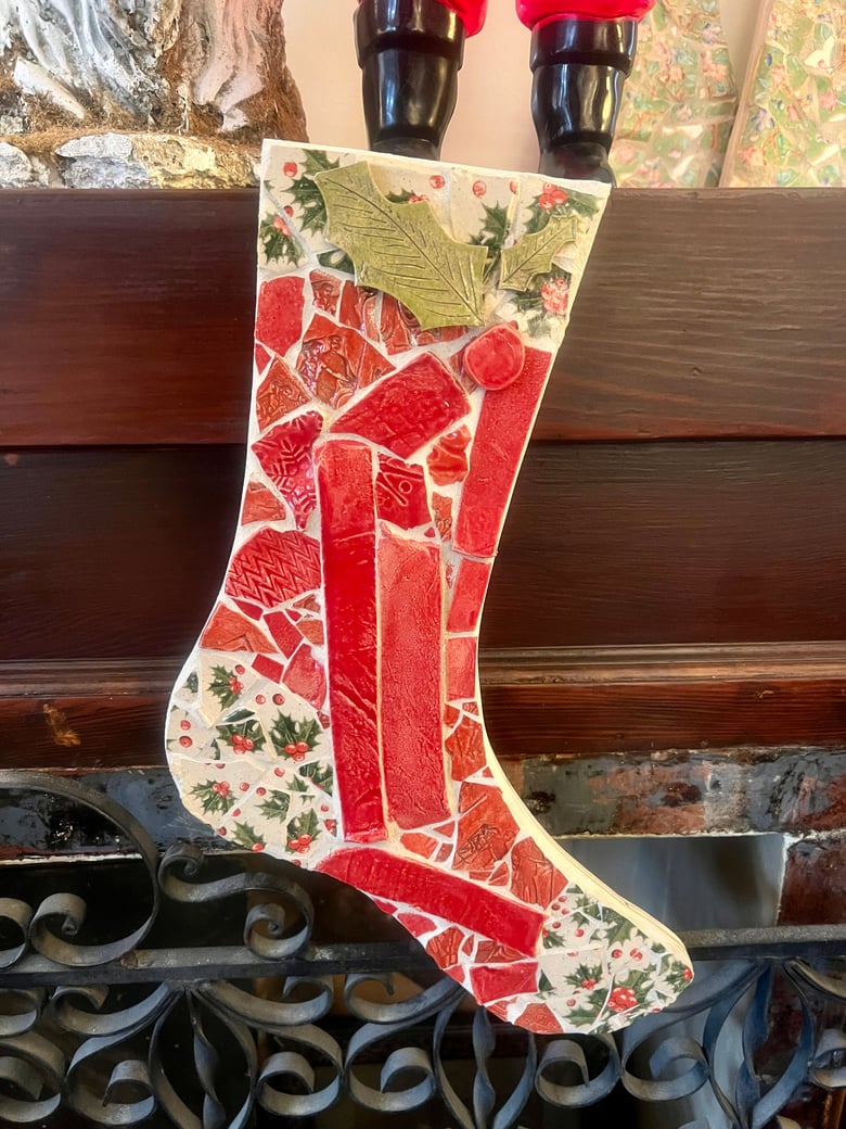 Image of Mosaic Stocking with Holly Toes