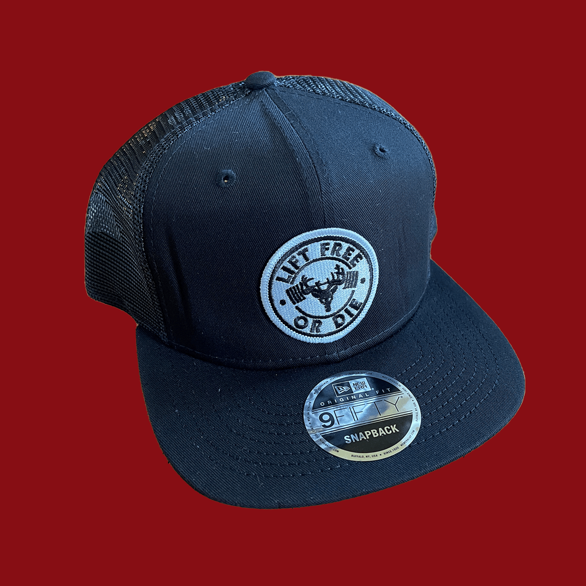 Black - Mesh Snapback Hat - White Patch Circle Logo | Lift Black - Mesh Snapback Hat - White Patch Circle Logo | Lift