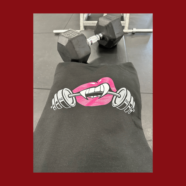 Black - Hoodie - Strong Woman Lips & Fangs