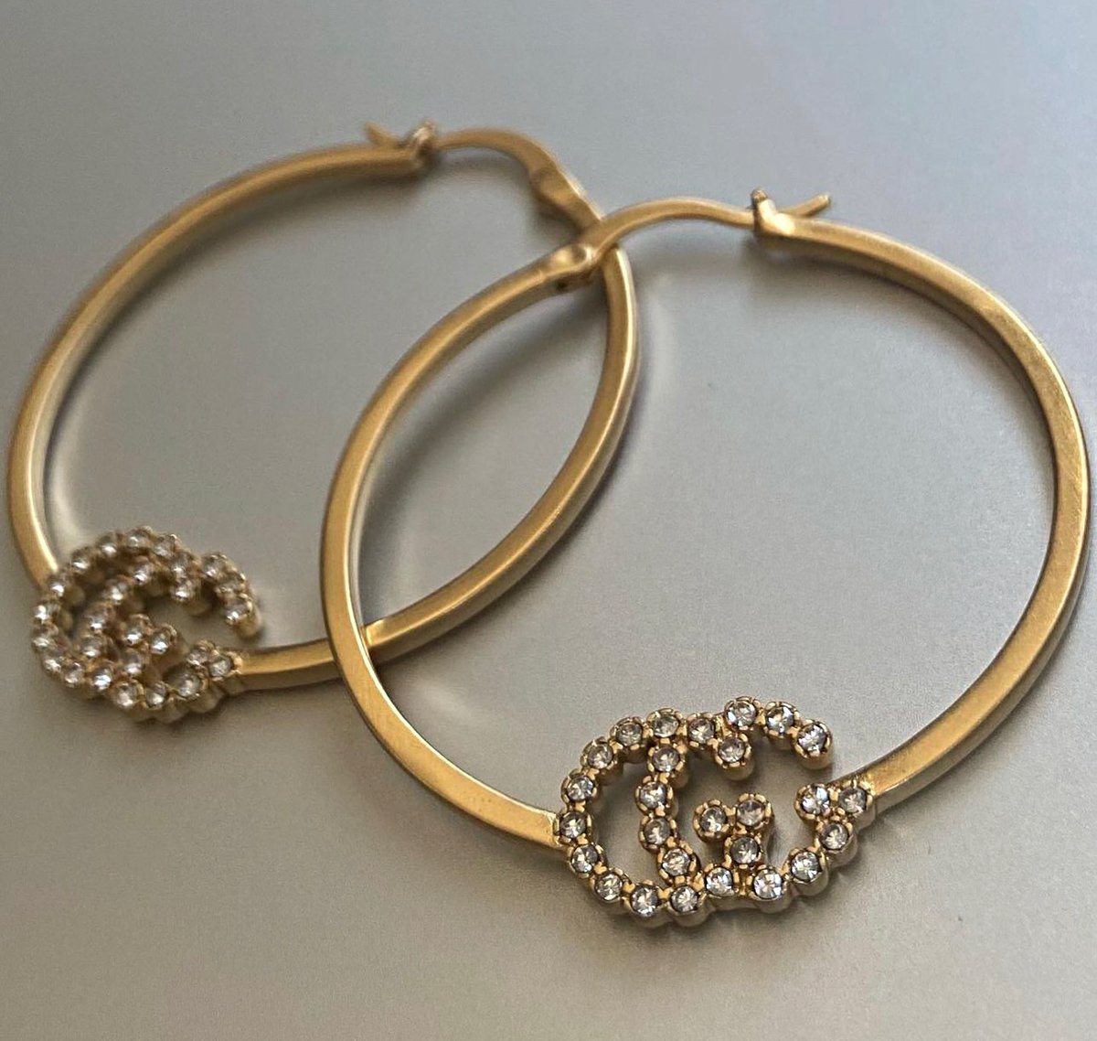 Image of NEW DROP 🌞 Classic Gucci Gems GG Matt Gold Hoops
