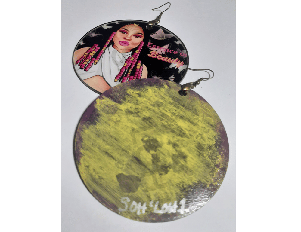 Image of Essence of Beauty Melanin Natural Black Hair beads custom earring gift