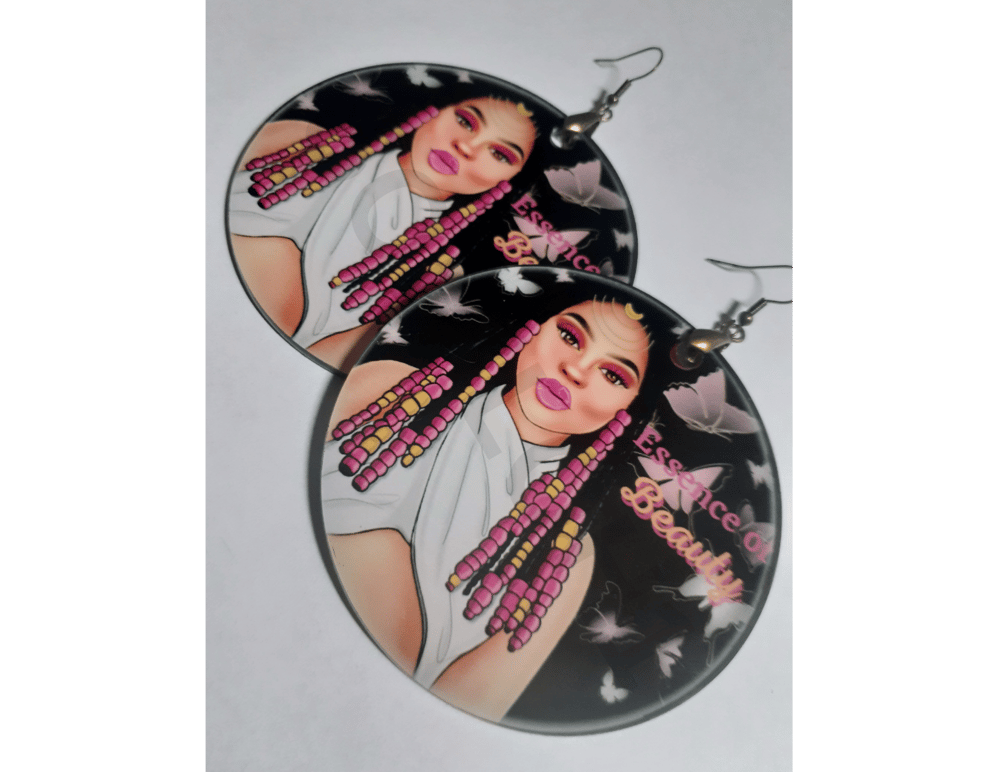 Image of Essence of Beauty Melanin Natural Black Hair beads custom earring gift