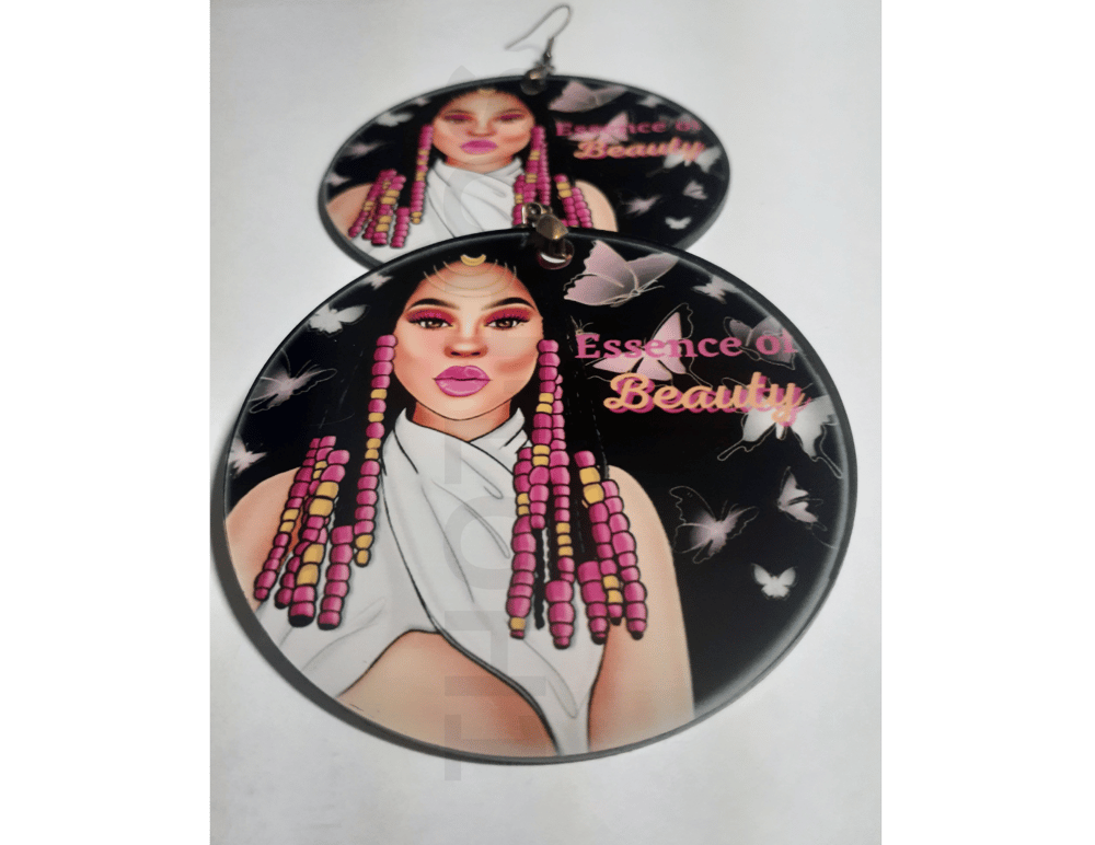 Image of Essence of Beauty Melanin Natural Black Hair beads custom earring gift