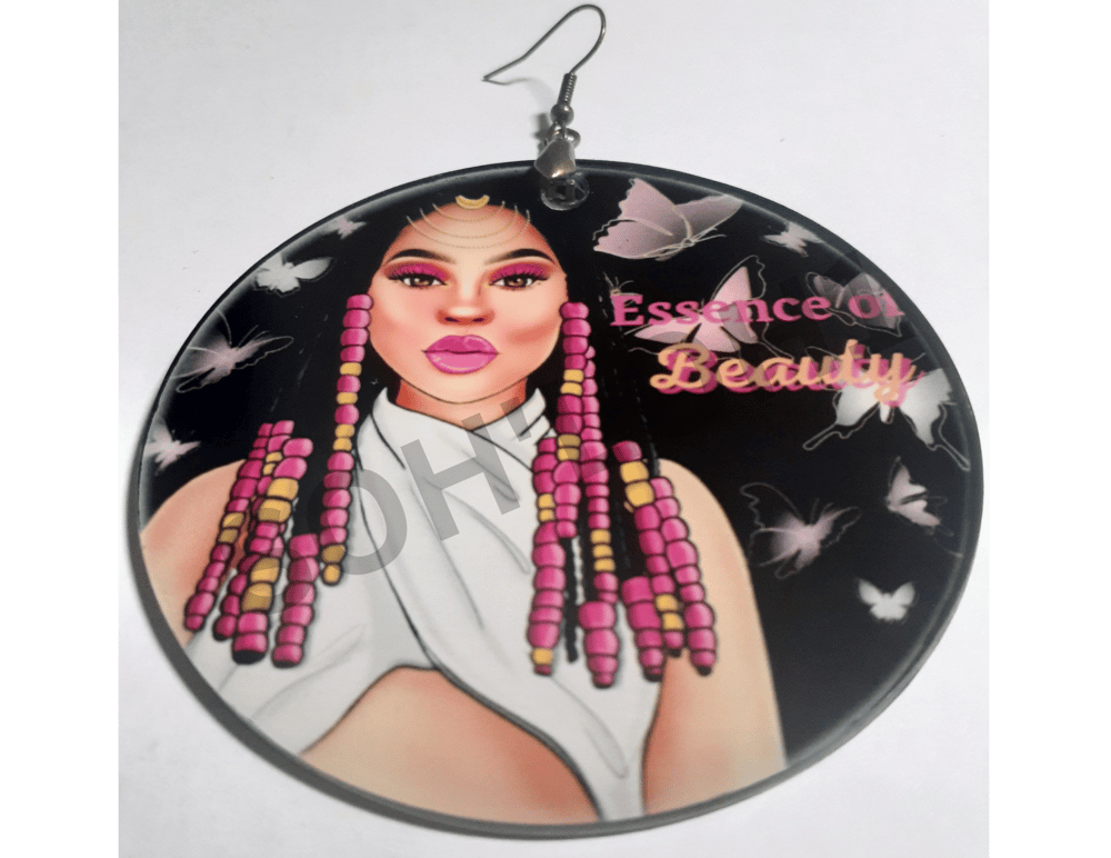 Image of Essence of Beauty Melanin Natural Black Hair beads custom earring gift