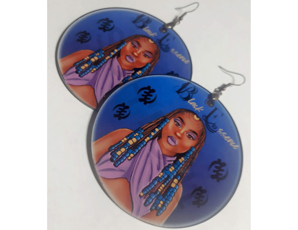 Image of Black Essence, Black Queen, Natural Black Hair, Afrocentric jewelry, Hoop earrings