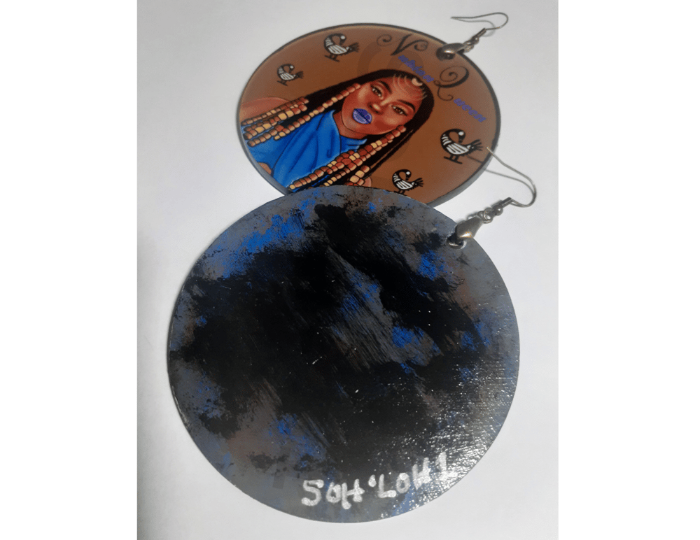 Image of Nubian Queen Natural Hair Black Queen Hand painted Afrocentric earring gift