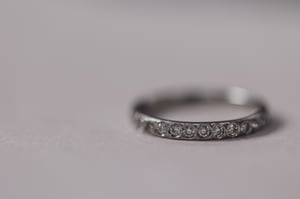 Image of Platinum 2mm horn textured semi eternity ring
