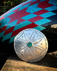 Image 1 of WL&A Handmade Old Style Sterling Silver + Royston Turquoise Chopper Gas Cap #1