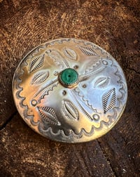 Image 2 of WL&A Handmade Old Style Sterling Silver + Royston Turquoise Chopper Gas Cap #4