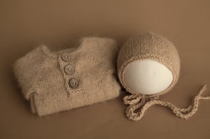 Image of Footed Romper and Bonnet Set - 3 colors