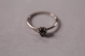 Image of 18ct Rose gold dark grey hexagonal  rose cut diamond ring (IOW204)