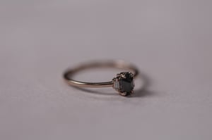 Image of 18ct Rose gold dark grey hexagonal  rose cut diamond ring (IOW204)