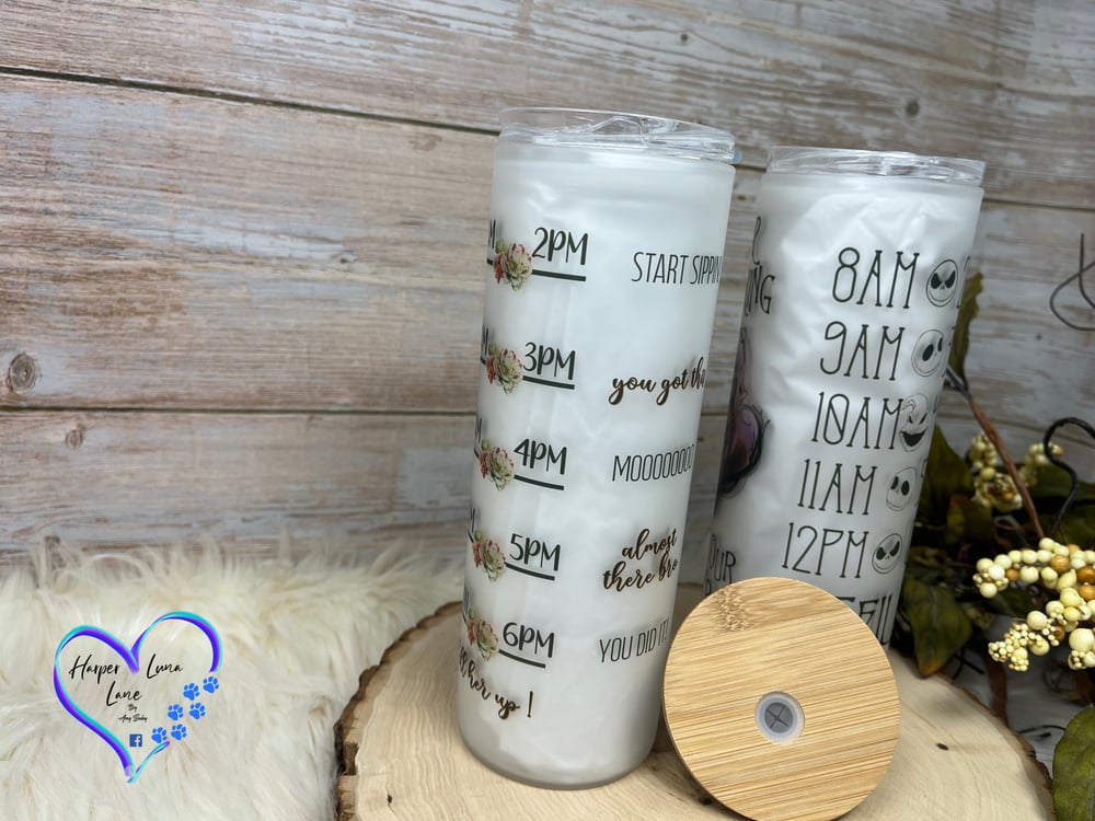 Image of 20oz Heifer/Jack Skellington Matte Glass Tumbler 