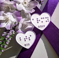 Image 1 of BTS & ARMY Braille Heart Enamel Pins