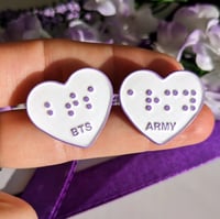 Image 3 of BTS & ARMY Braille Heart Enamel Pins