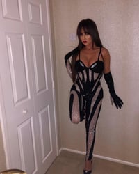 Image 4 of Crystal Spiral Mesh Catsuit and Gloves