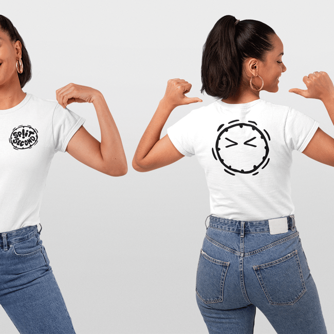 Ladies White T-Shirt with Blinkie Emoji