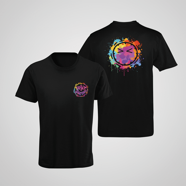 Men's Colour Splash Black T-Shirt with Blinkie Emoji