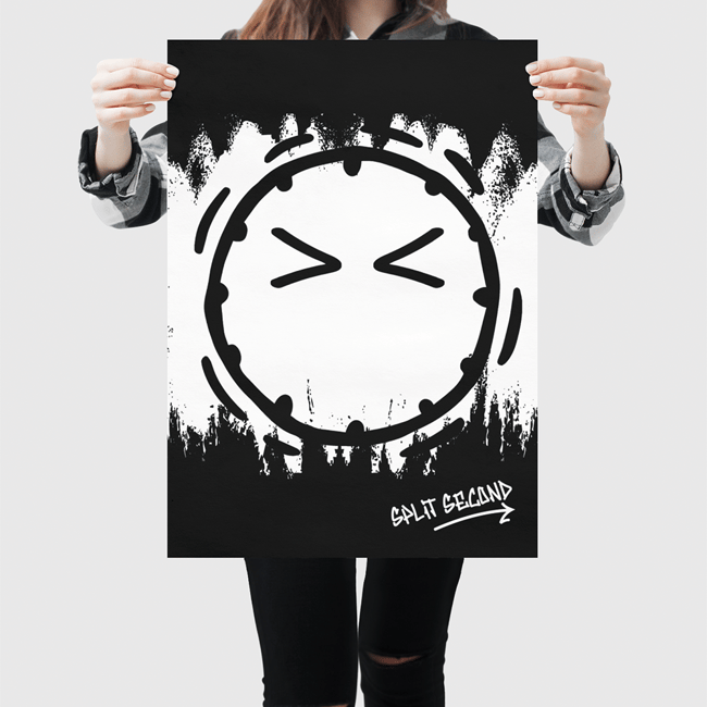 Poster - Black with White Blinkie Emoji