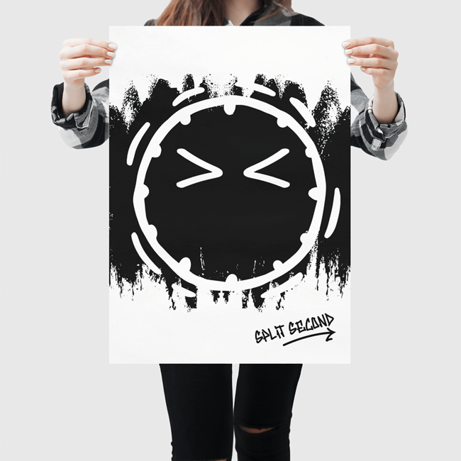 Poster - White with Black Blinkie Emoji