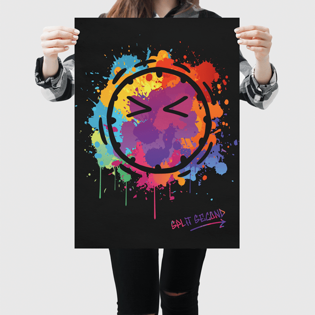 Poster - Black with Colour Splash Blinkie Emoji