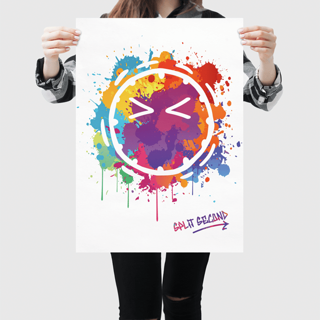 Poster - White with Colour Splash Blinkie Emoji
