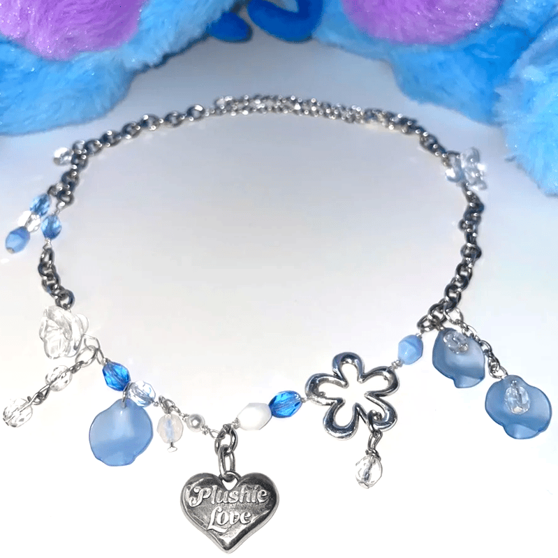 Image of Plushie Love Charm Necklace - Baby Blue