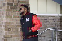 Image 2 of "My Land, My Plan" Varsity Jacket  Red, White, & Black