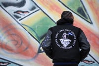 Image 2 of "My Land, My Plan" Varsity Jacket Blue, White, & Black