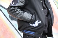Image 4 of "My Land, My Plan" Varsity Jacket Blue, White, & Black