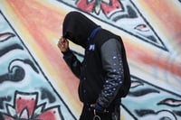 Image 5 of "My Land, My Plan" Varsity Jacket Blue, White, & Black