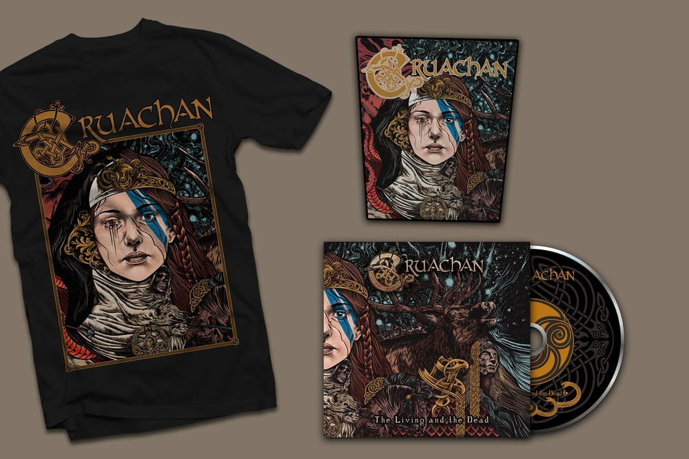 Image of Pre-order: Cruachan - The Living and The Dead (T-shirt, Back patch, CD)