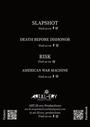 Image of BOSTON TAKEOVER TOUR 2023 // SLAPSHOT // DEATH BEFORE DISHONOR // RISK // AMERICAN WAR MACHINE