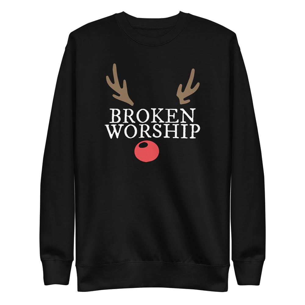 Image of Broken Worship Rudolph Sweater (Black & Green)