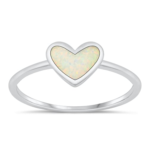 Opal Heart Ring - White