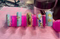Image 1 of Virgin Mary Tiffany teal Rosary set 